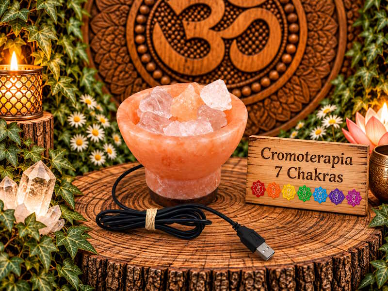 Lámpara sal cuenco Cromoterapia Usb